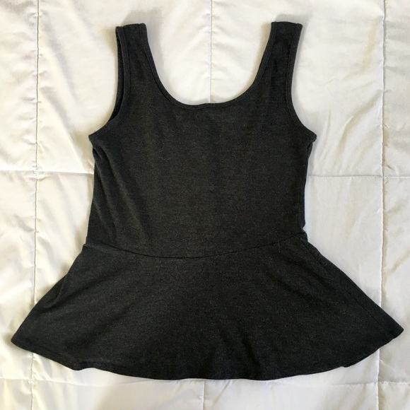 P. Inc Gray Peplum Top - Picture 2 of 4